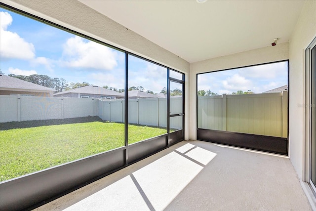 view of unfurnished sunroom