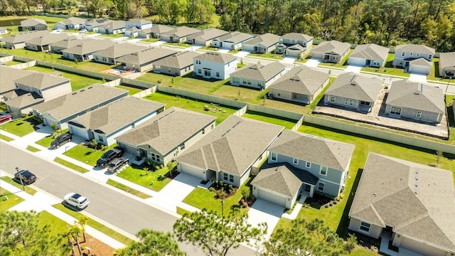 drone / aerial view with a residential view