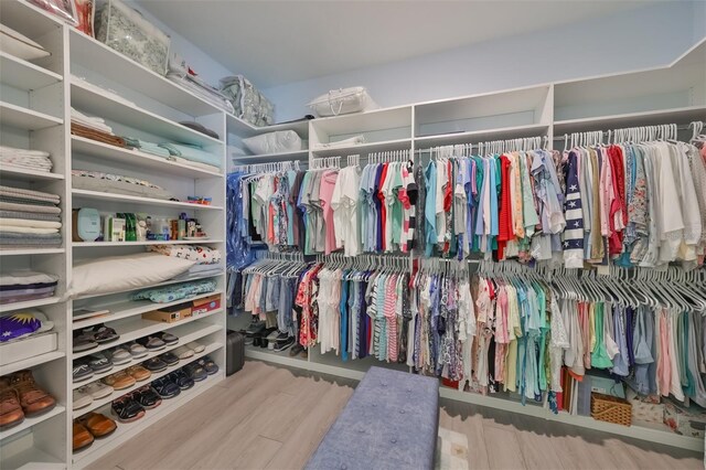 spacious closet featuring wood finished floors