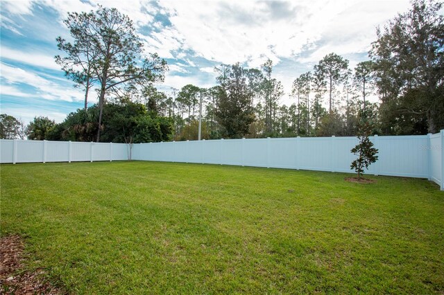 view of yard with a fenced backyard