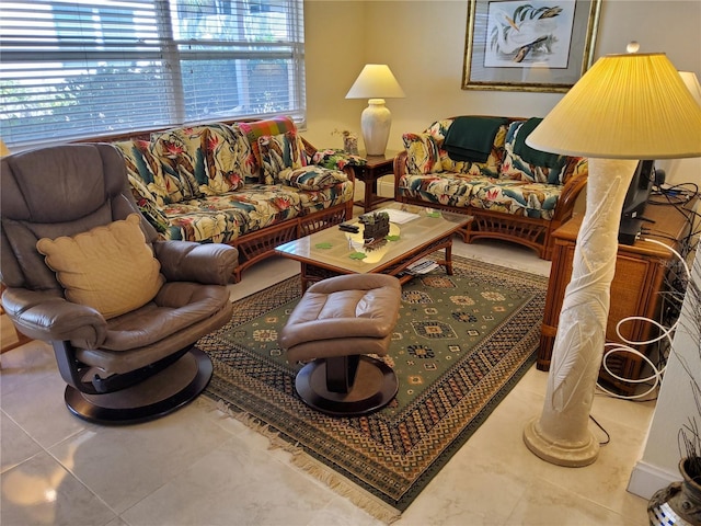 view of tiled living room