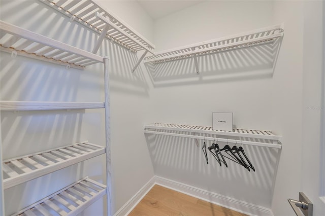 spacious closet with wood finished floors