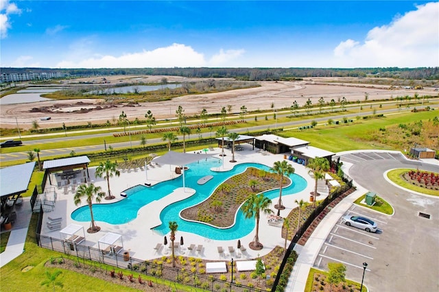 bird's eye view featuring a water view