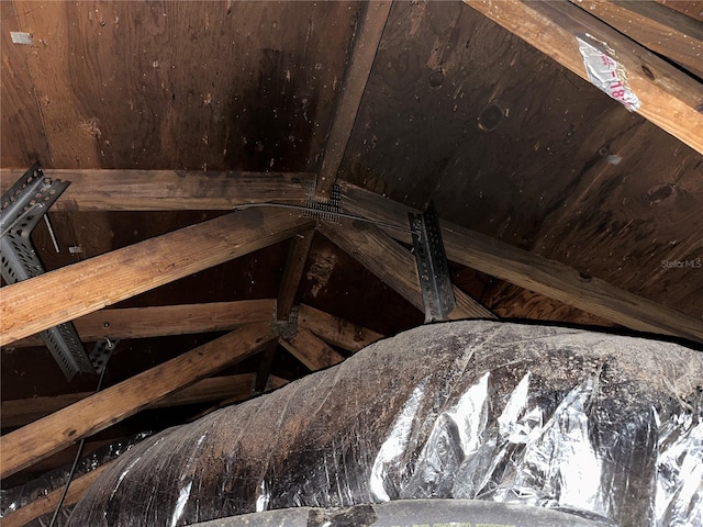 view of unfinished attic