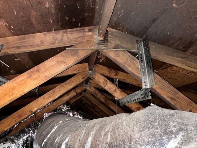 view of unfinished attic