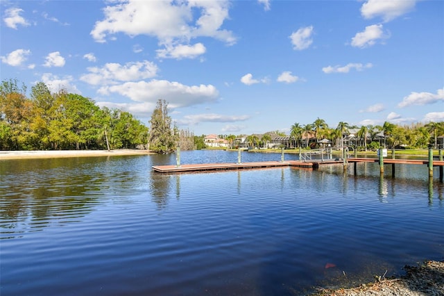 water view featuring a floating dock