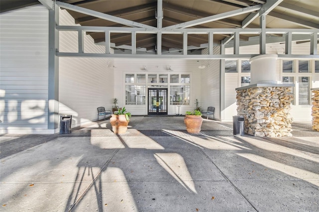 entrance to property featuring french doors