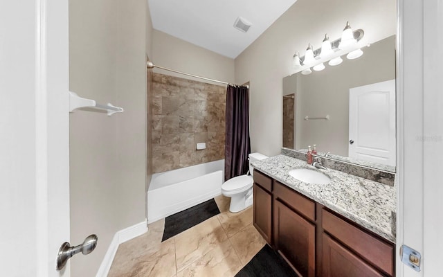 5324 Moon Shell Dr, Apollo Beach, FL 33572 - full bath with vanity, toilet, shower / bathtub combination with curtain, and tile patterned flooring