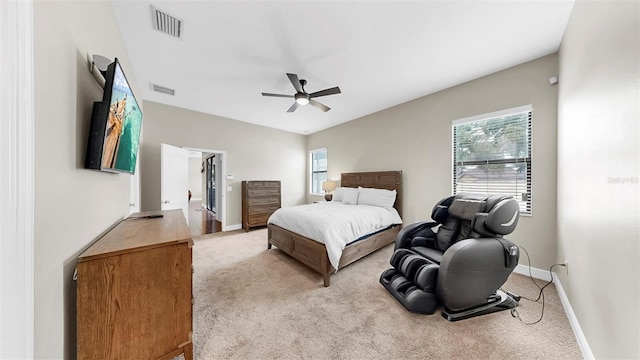 5324 Moon Shell Dr, Apollo Beach, FL 33572 - bedroom with light colored carpet, baseboards, and ceiling fan