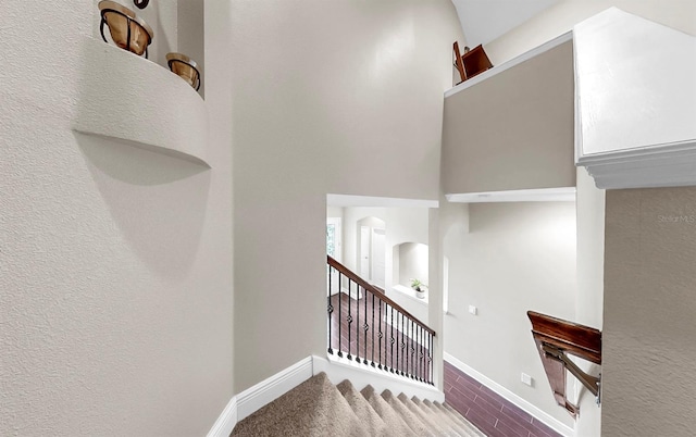 5324 Moon Shell Dr, Apollo Beach, FL 33572 - stairs with baseboards and a high ceiling
