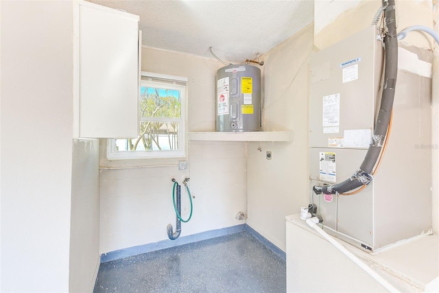 interior space featuring heating unit and water heater