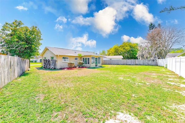 view of yard featuring a fenced backyard