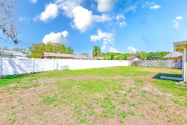 view of yard featuring a fenced backyard