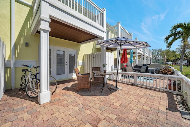 view of patio / terrace with outdoor dining area and french doors