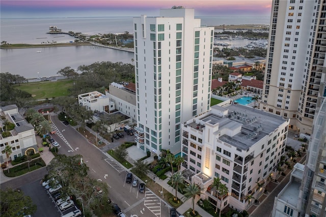 146 4th Ave NE Unit 600, Saint Petersburg, FL 33701 - aerial view at dusk featuring a water view