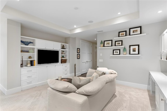 146 4th Ave NE Unit 600, Saint Petersburg, FL 33701 - living room with visible vents, baseboards, light colored carpet, and recessed lighting