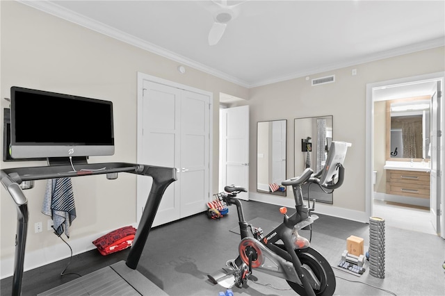 146 4th Ave NE Unit 600, Saint Petersburg, FL 33701 - workout room with crown molding, baseboards, and visible vents