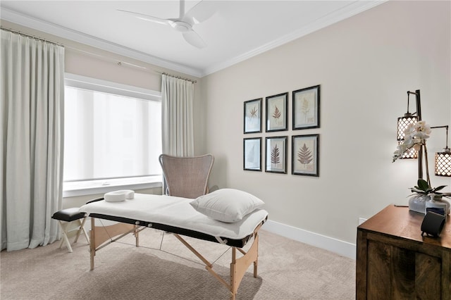146 4th Ave NE Unit 600, Saint Petersburg, FL 33701 - office area featuring baseboards, carpet floors, ceiling fan, and crown molding