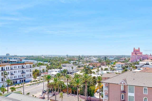 birds eye view of property with a view of city