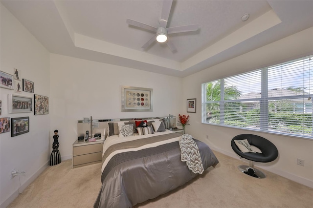 807 Chipper Dr, Sun City Center, FL 33573 - bedroom with a tray ceiling, light carpet, and baseboards