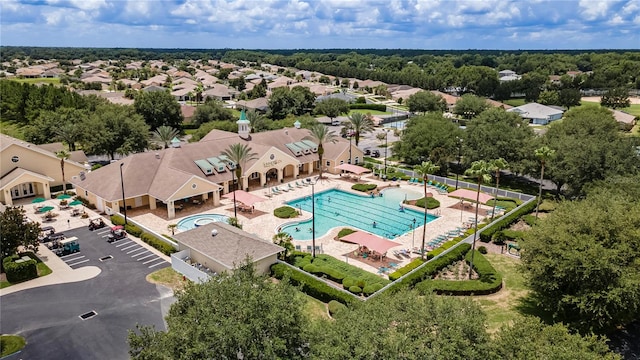 drone / aerial view with a residential view