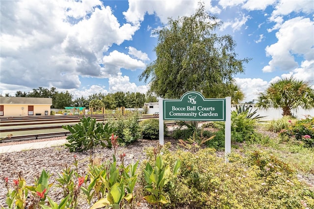 view of community sign