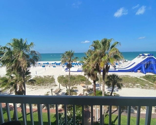 view of water feature featuring a beach view