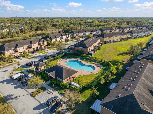 aerial view with a residential view