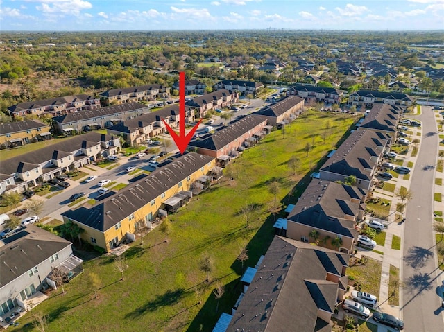 drone / aerial view with a residential view