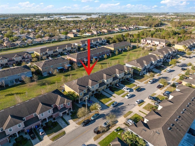 drone / aerial view featuring a residential view