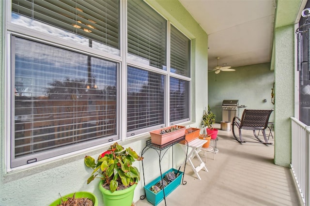 balcony with area for grilling and a porch