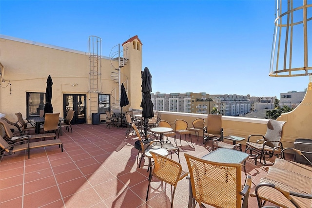 view of patio with a view of city