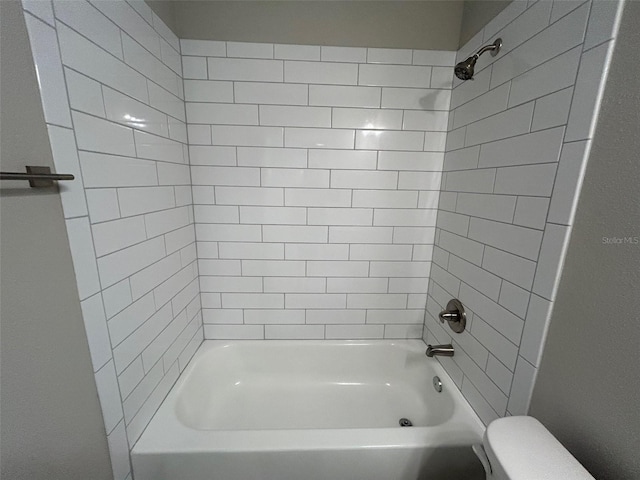 full bathroom with toilet and shower / washtub combination