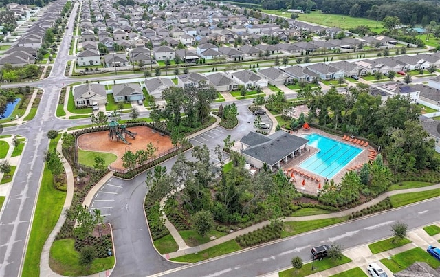 bird's eye view with a residential view