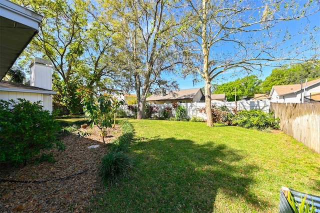 view of yard featuring a fenced backyard