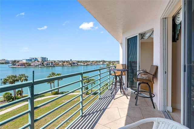 balcony with a water view