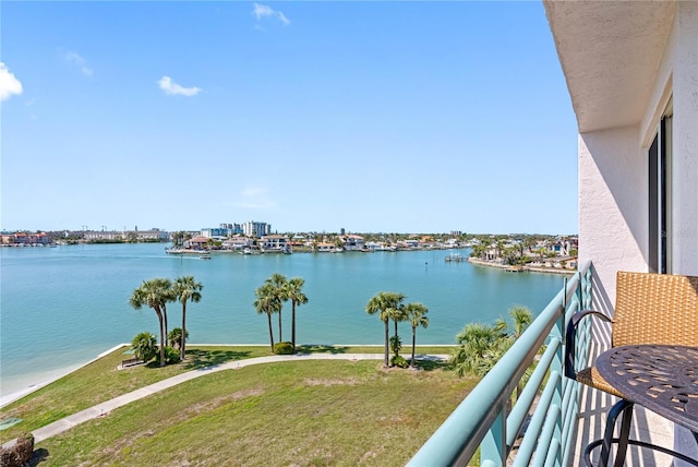 balcony with a water view