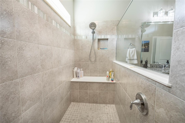 bathroom with a walk in shower