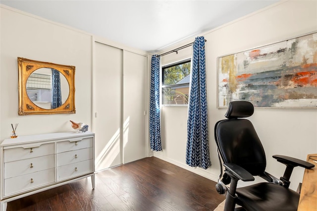 office space featuring dark wood finished floors