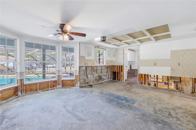 interior space featuring ceiling fan