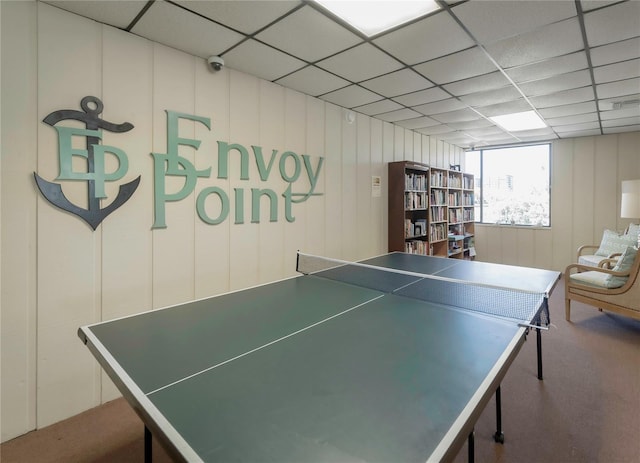 playroom featuring a drop ceiling