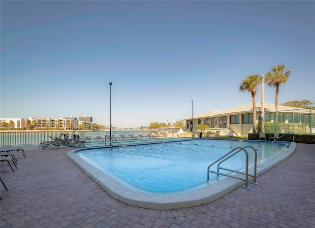 pool with a patio area