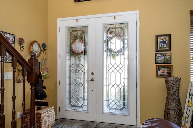 entryway with french doors and stairs