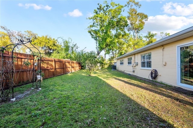 view of yard featuring fence