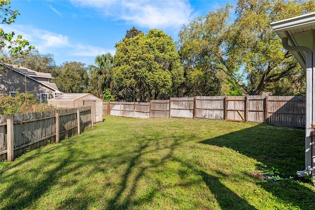 view of yard with a fenced backyard