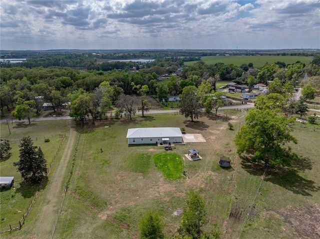 birds eye view of property featuring a rural view