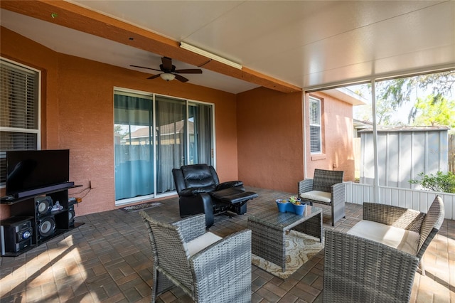 view of patio / terrace featuring outdoor lounge area and a ceiling fan