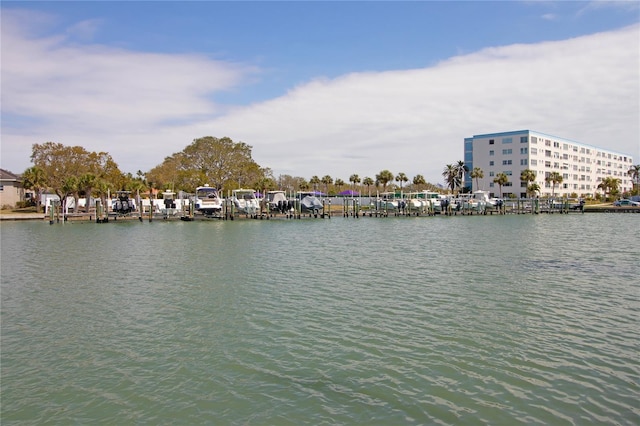 property view of water featuring a dock