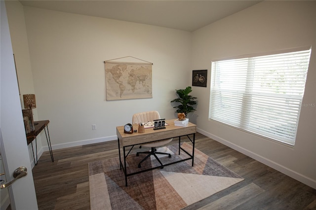 9445 Eldridge Rd, Spring Hill, FL 34608 - home office with dark wood-type flooring