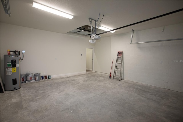 9445 Eldridge Rd, Spring Hill, FL 34608 - garage with water heater, a garage door opener, and concrete block wall